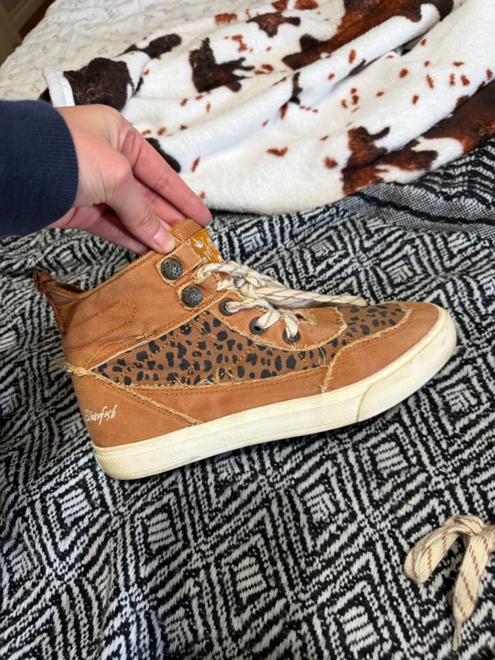 Blowfish Brown/Tan Leopard-Accent High-Top Sneaker